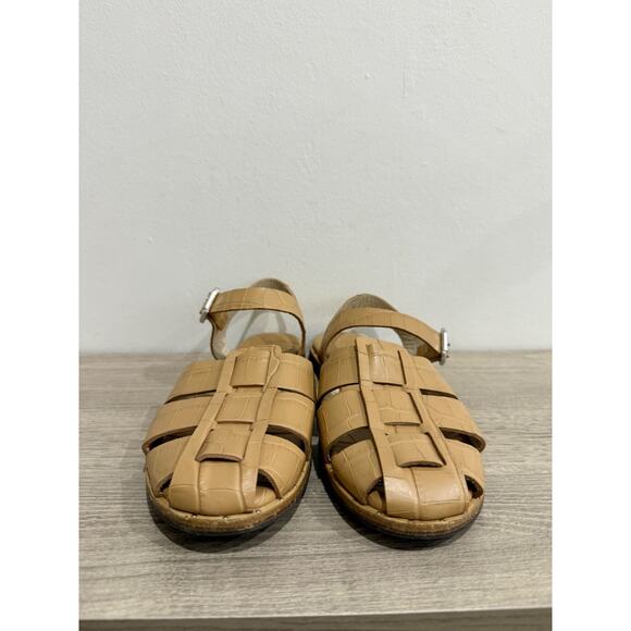 Freda Salvador Sera Leather Ankle Strap Fisherman Sandals Beige Womens Size US 9 - Picture 2 of 6